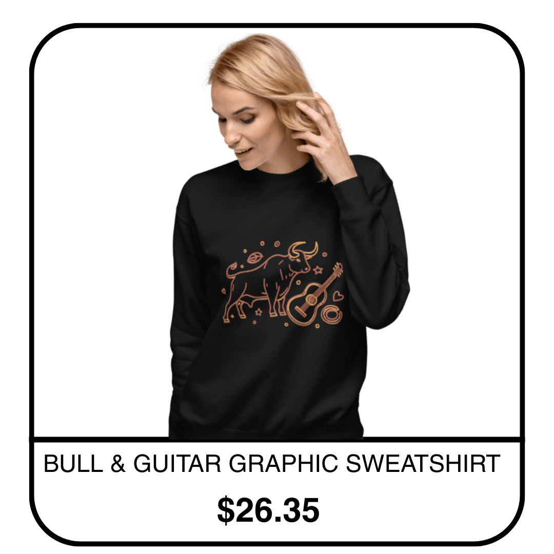 BULL & GUITAR GRAPHIC SWEATSHIRT